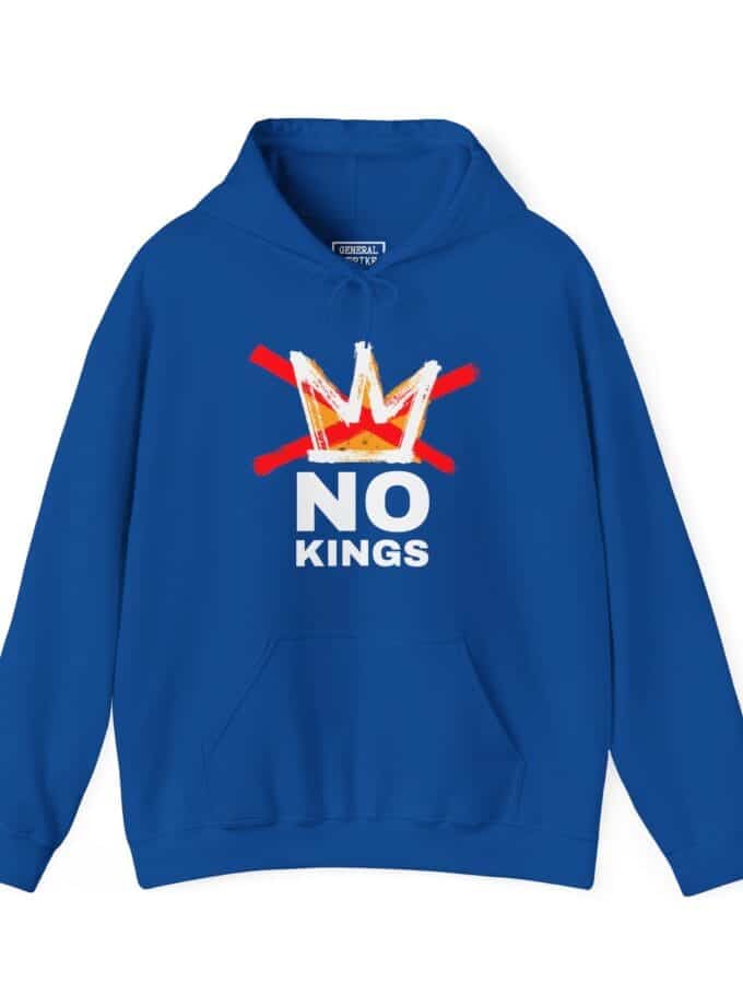 "No Kings" / "Good Trouble" Two-Sided Hoodie – Heavy Blend Sweatshirt for Peaceful Protest & Everyday Solidarity, (White Image)