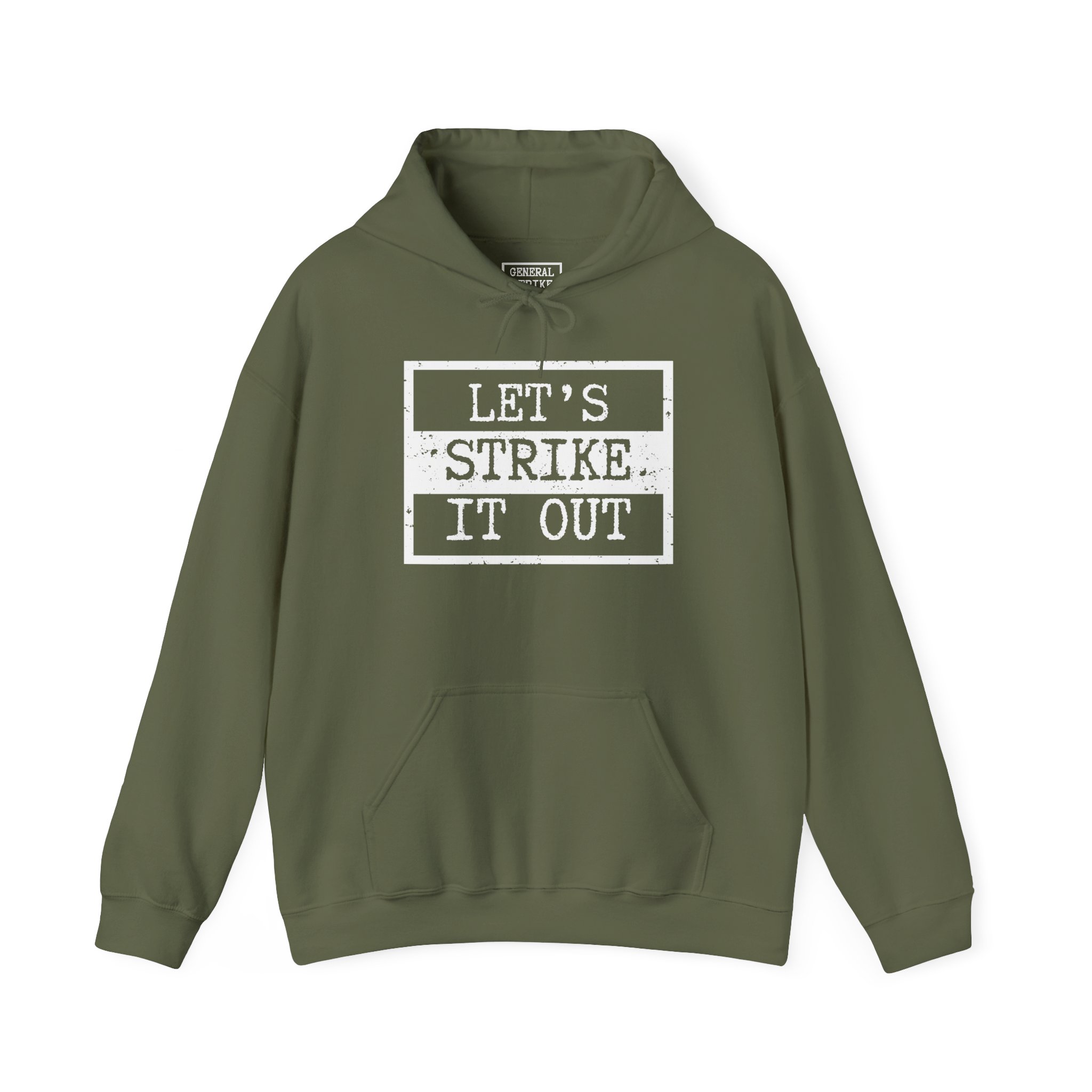 Let's Strike It Out Hoodie – Unisex Heavy Blend Activist Sweatshirt for Peaceful Protest & Everyday Solidarity. (Dark Colors) - Image 3