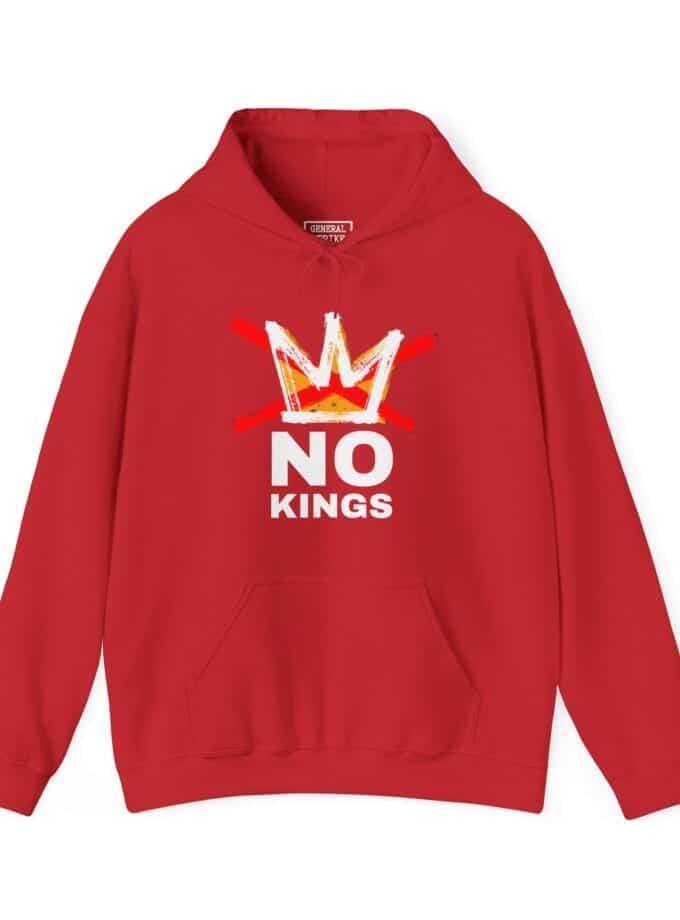 "No Kings" / "Good Trouble" Two-Sided Hoodie – Heavy Blend Sweatshirt for Peaceful Protest & Everyday Solidarity, (White Image)