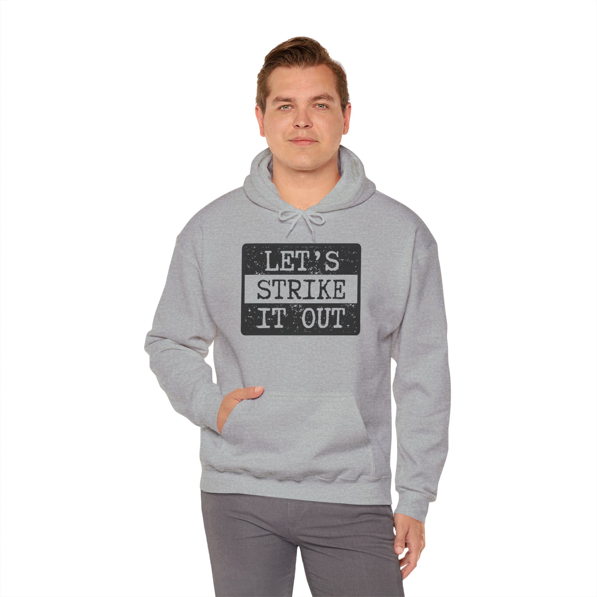 Let's Strike It Out Hoodie – Unisex Heavy Blend Activist Sweatshirt for Peaceful Protest & Everyday Solidarity, (Light Colors)