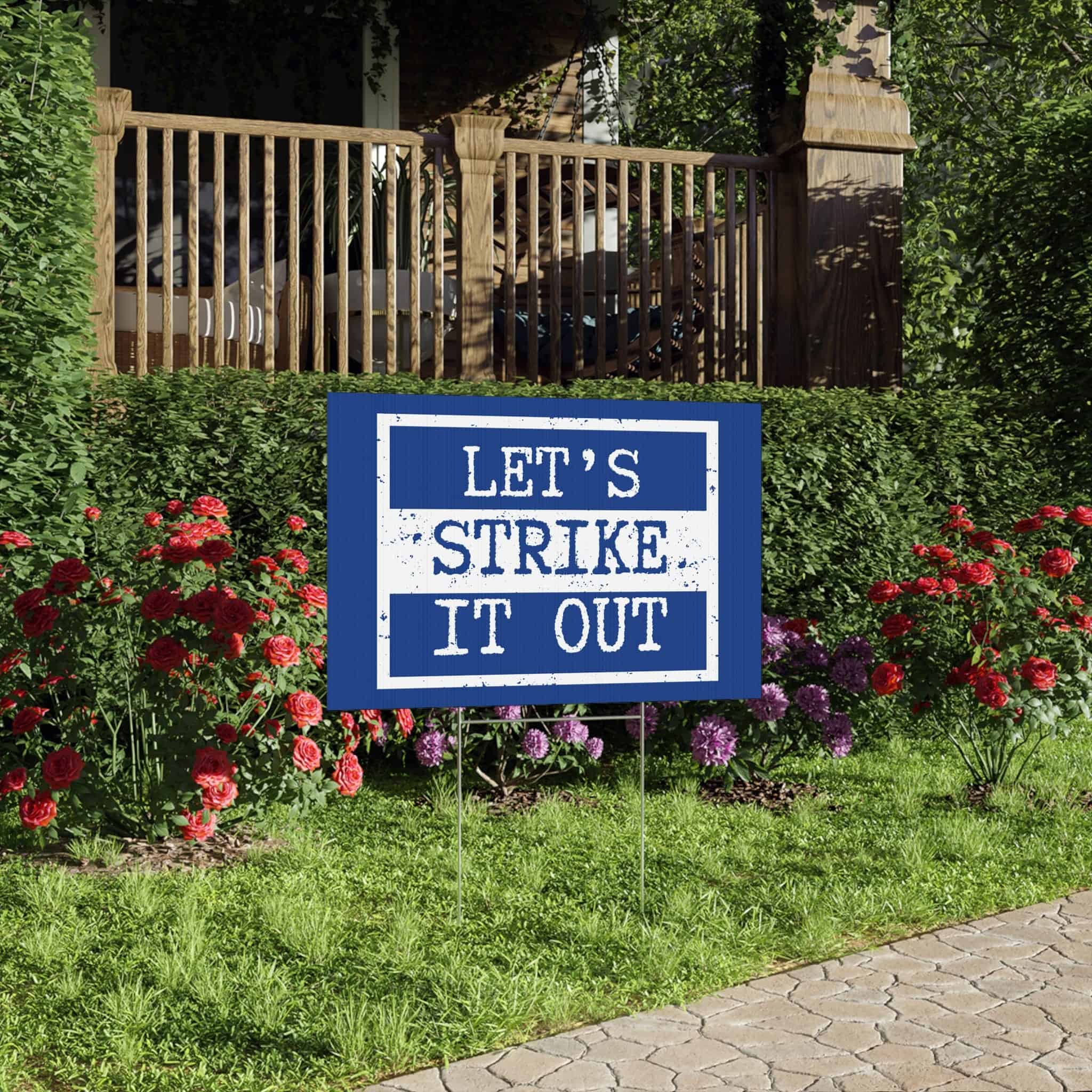 "Let's Strike It Out" Lawn Sign — Political Activism Yard Sign, Bold Blue - Image 2