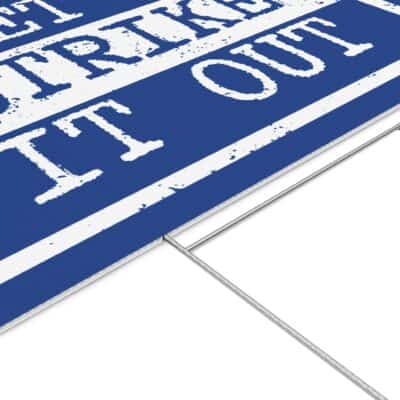 "Let's Strike It Out" Lawn Sign — Political Activism Yard Sign, Bold Blue