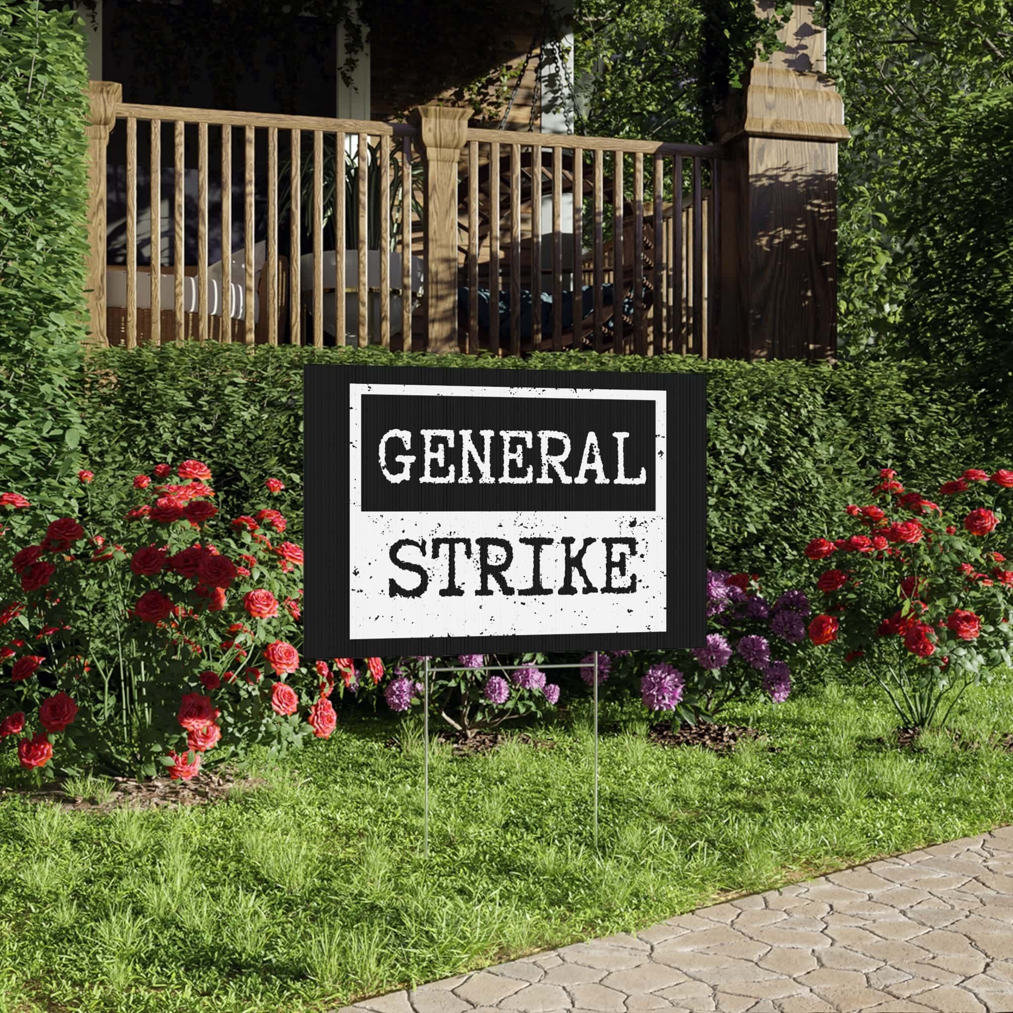 "General Strike" Lawn Sign — Political Activism Yard Sign, Black - Image 2